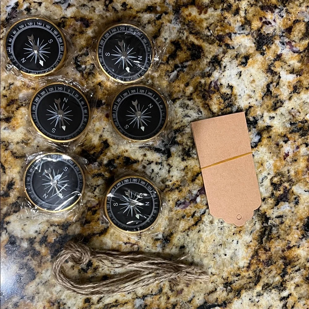 Set of 6 Black and White Compasses